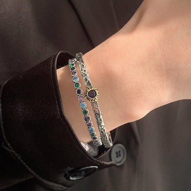 Multi Colored Thai Silver Zirconia Bangle